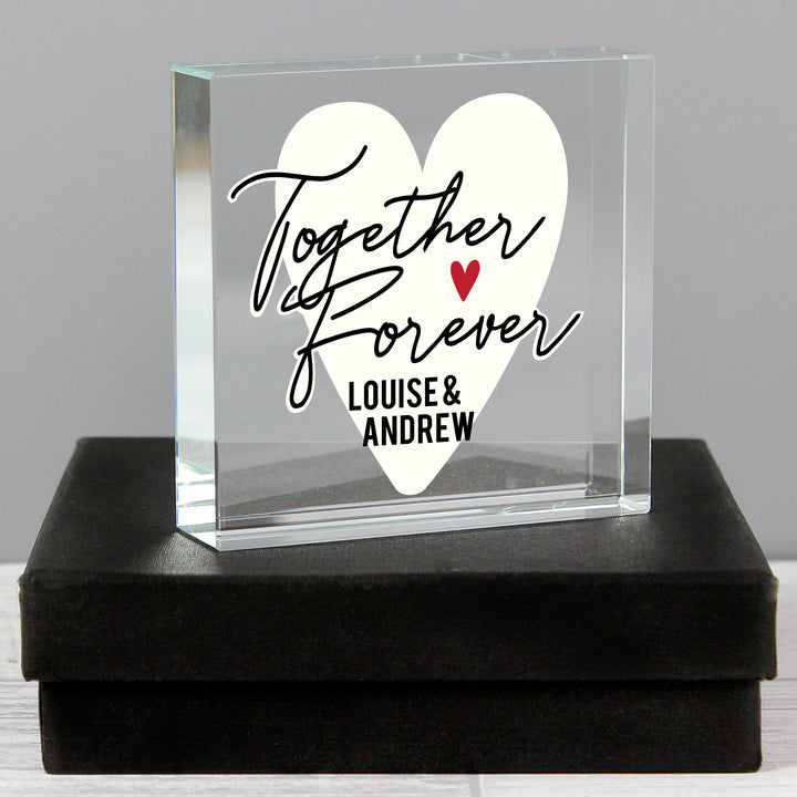 Personalised Together Forever Large Crystal Token - Romantic Gift - part of the Gifts Finder Personalised Paperweights collection