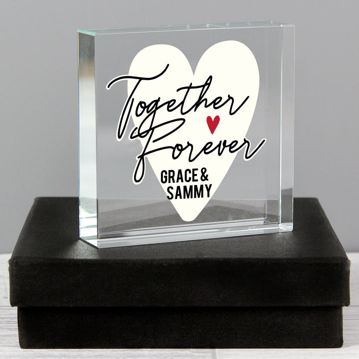 Personalised Together Forever Large Crystal Token - Romantic Gift - part of the Gifts Finder Personalised Paperweights collection