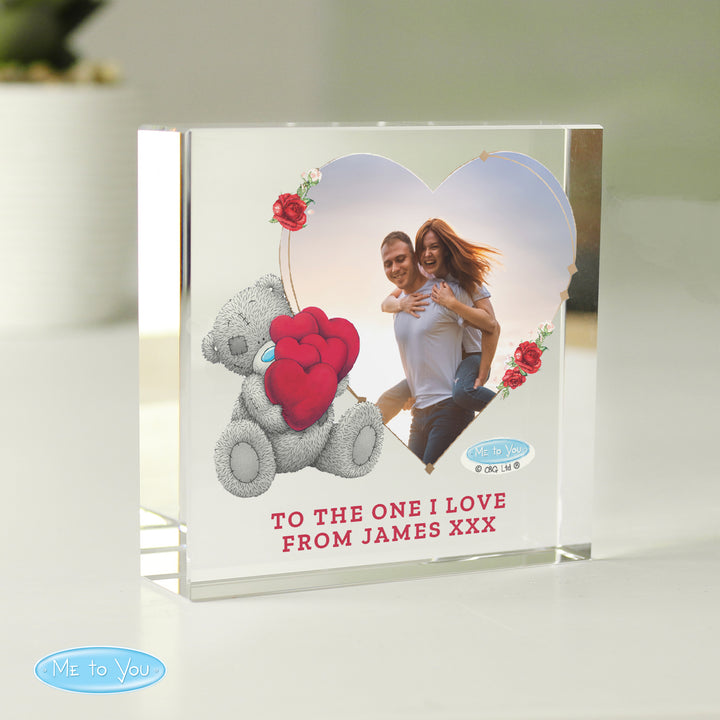 Buy Personalised Me To You Valentines Photo Upload Glass Token available now at www.giftsfinder.co.uk