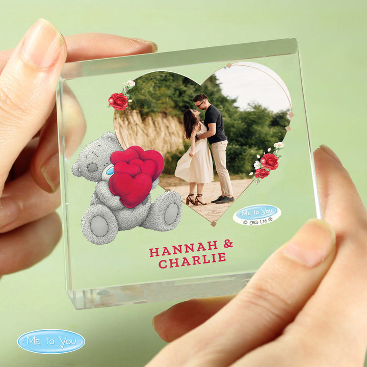 Buy Personalised Me To You Valentines Photo Upload Glass Token available now at www.giftsfinder.co.uk