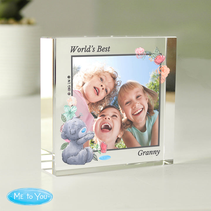 Buy Personalised Me To You Floral Photo Upload Crystal Token available now at www.giftsfinder.co.uk