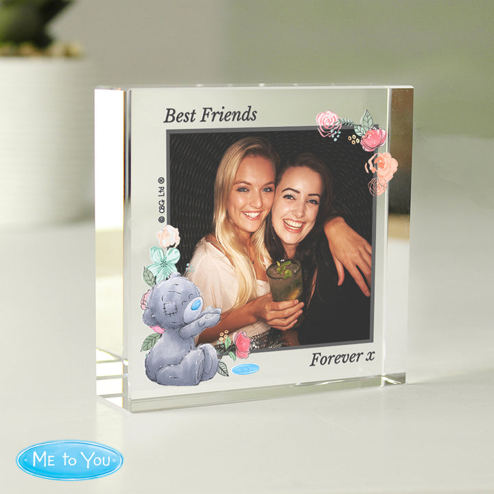 Buy Personalised Me To You Floral Photo Upload Crystal Token available now at www.giftsfinder.co.uk