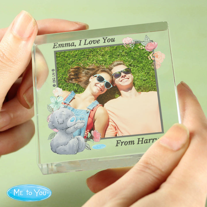 Buy Personalised Me To You Floral Photo Upload Crystal Token available now at www.giftsfinder.co.uk