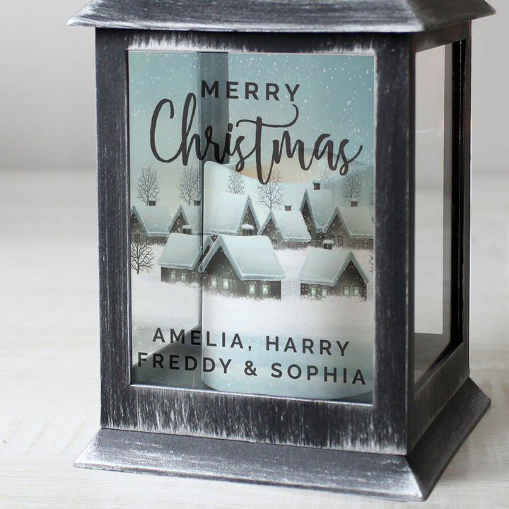 Buy Personalised Town Christmas Rustic Black Lantern at www.giftsfinder.co.uk