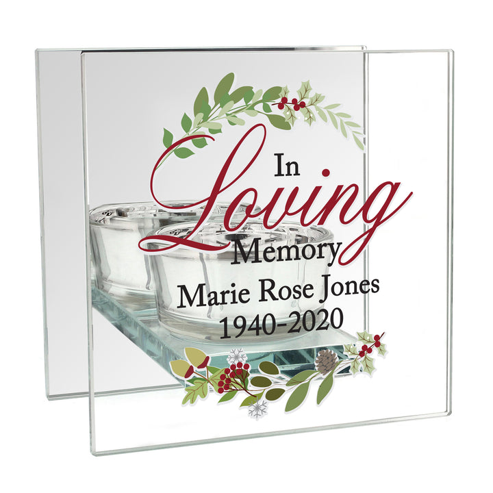 Personalised In Loving Memory Christmas Mirrored Glass Tea Light Candle Holder - part of the Gifts Finder Personalised Candle Holders collection