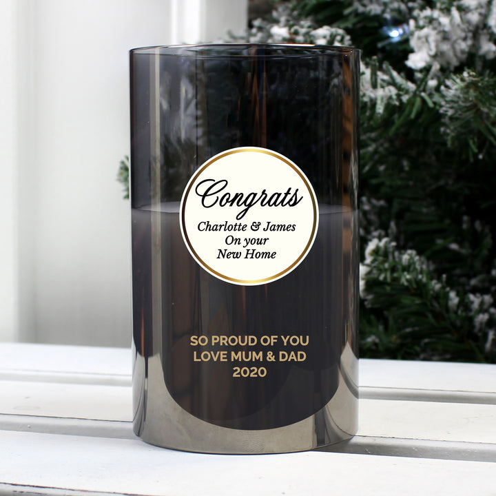 Buy Personalised Opulent Smoked Glass LED Candle at www.giftsfinder.co.uk