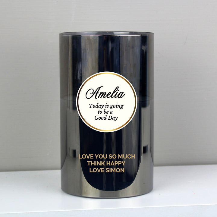 Buy Personalised Opulent Smoked Glass LED Candle at www.giftsfinder.co.uk