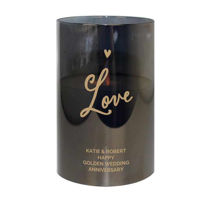 Buy Personalised Love Smoked Glass LED Candle at www.giftsfinder.co.uk