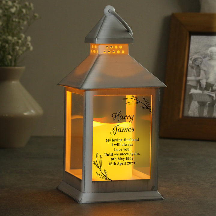 Buy Personalised Memorial White Lantern at www.giftsfinder.co.uk