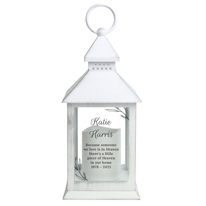 Buy Personalised Memorial White Lantern at www.giftsfinder.co.uk