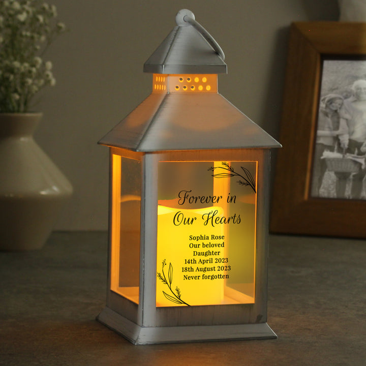 Buy Personalised Memorial White Lantern at www.giftsfinder.co.uk