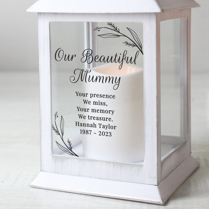 Buy Personalised Memorial White Lantern at www.giftsfinder.co.uk