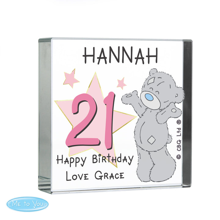 Personalised Me To You Sparkle & Shine Birthday Large Crystal Token - part of the Personalised Birthday Gifts collection