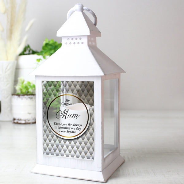 Buy Personalised Opulent White Lantern at www.giftsfinder.co.uk