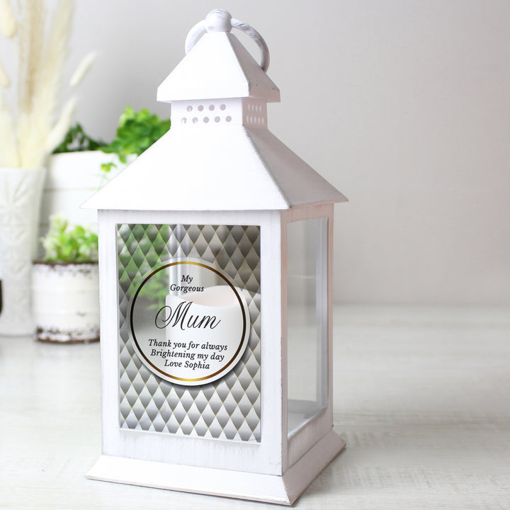 Personalised Opulent White Lantern - part of the Gifts Finder Personalised Lanterns collection