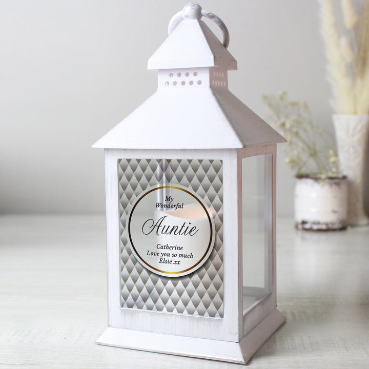 Personalised Opulent White Lantern - part of the Gifts Finder Personalised Lanterns collection