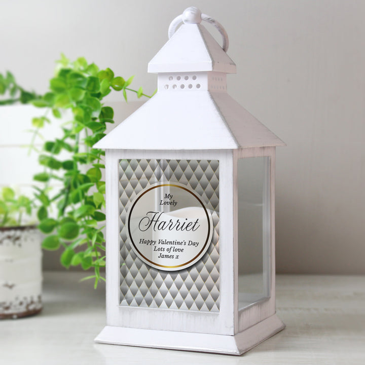 Personalised Opulent White Lantern - part of the Gifts Finder Personalised Lanterns collection