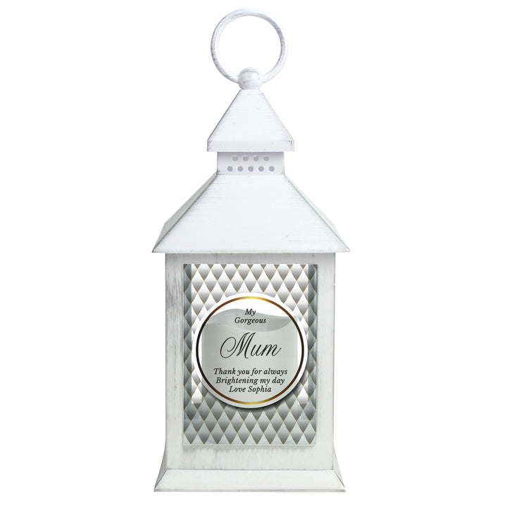 Personalised Opulent White Lantern - part of the Gifts Finder Personalised Lanterns collection