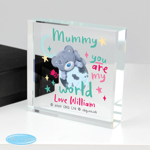 Buy Personalised You Are My World Me To You Large Crystal Token at www.giftsfinder.co.uk