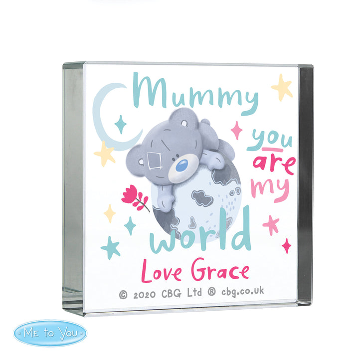 Buy Personalised You Are My World Me To You Large Crystal Token at www.giftsfinder.co.uk