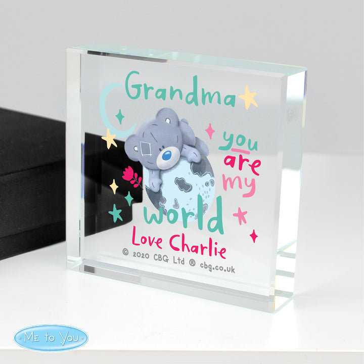 Buy Personalised You Are My World Me To You Large Crystal Token at www.giftsfinder.co.uk