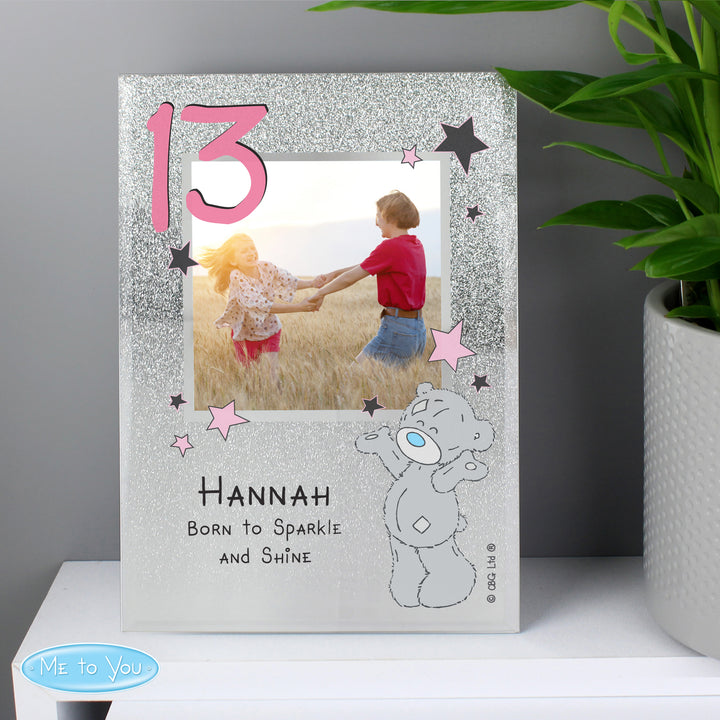 Buy Personalised Me To You Sparkle & Shine 4x4 Glitter Glass Photo Frame at www.giftsfinder.co.uk