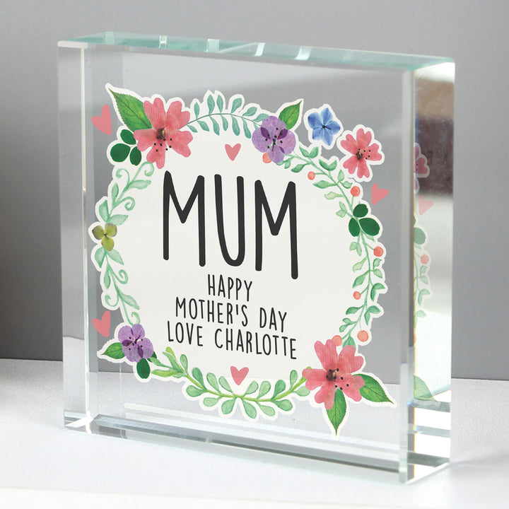 Buy Personalised Floral Crystal Token available now at www.giftsfinder.co.uk