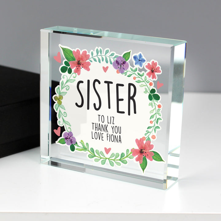 Buy Personalised Floral Crystal Token available now at www.giftsfinder.co.uk