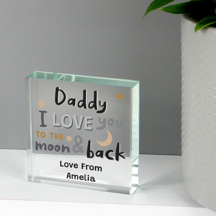 Personalised To The Moon And Back Crystal Token - part of the Gifts Finder Personalised Ornaments & Keepsakes collection