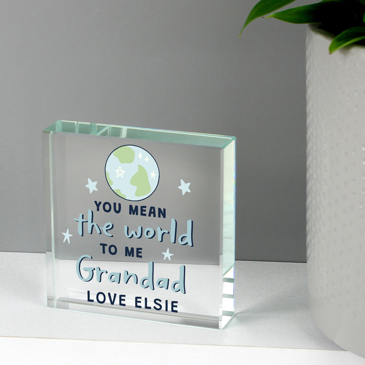 Buy Personalised You Mean The World To Me Large Crystal Token at www.giftsfinder.co.uk