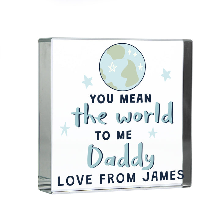 Buy Personalised You Mean The World To Me Large Crystal Token at www.giftsfinder.co.uk