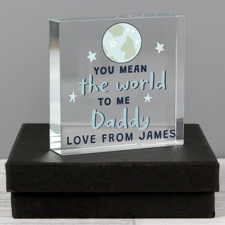 Buy Personalised You Mean The World To Me Large Crystal Token at www.giftsfinder.co.uk