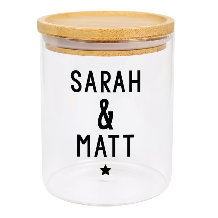 Buy Personalised Free Text Glass Jar with Bamboo Lid at www.giftsfinder.co.uk