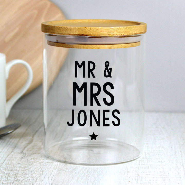 Buy Personalised Free Text Glass Jar with Bamboo Lid at www.giftsfinder.co.uk