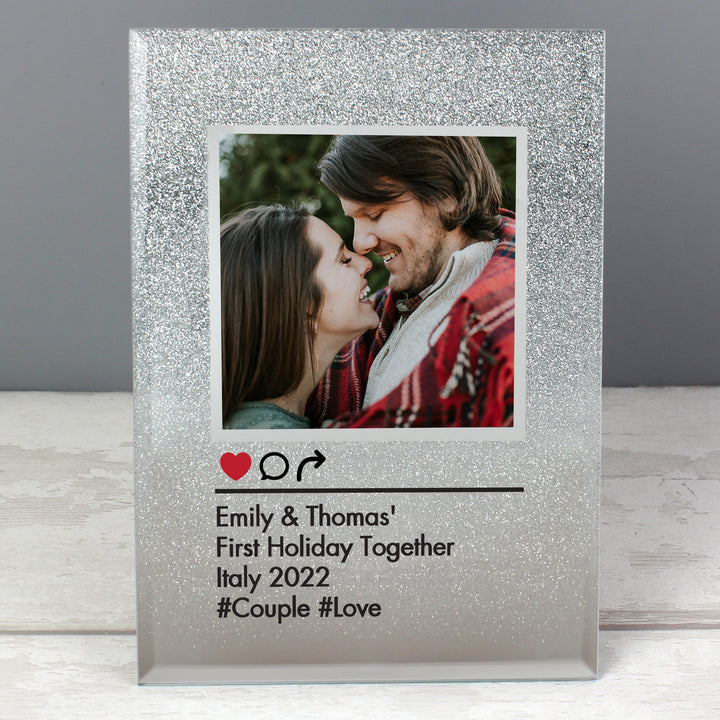 Buy Personalised Instagram Post 4x4 Glitter Glass Photo Frame at www.giftsfinder.co.uk