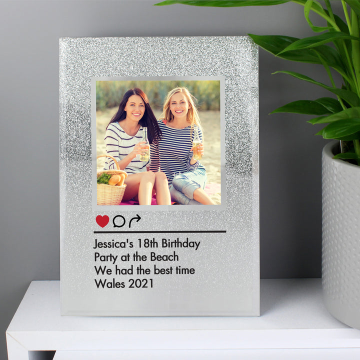 Buy Personalised Instagram Post 4x4 Glitter Glass Photo Frame at www.giftsfinder.co.uk