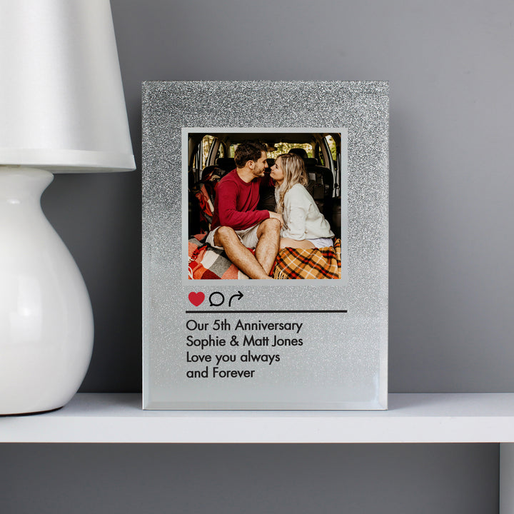 Buy Personalised Instagram Post 4x4 Glitter Glass Photo Frame at www.giftsfinder.co.uk