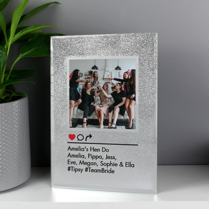 Buy Personalised Instagram Post 4x4 Glitter Glass Photo Frame at www.giftsfinder.co.uk