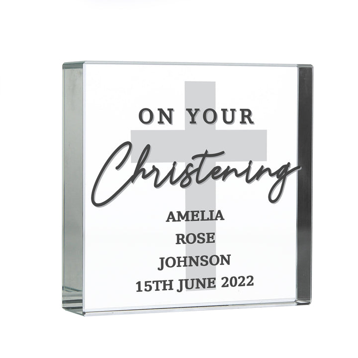 Personalised On Your Christening Crystal Token - part of the Gifts Finder Personalised Paperweights collection