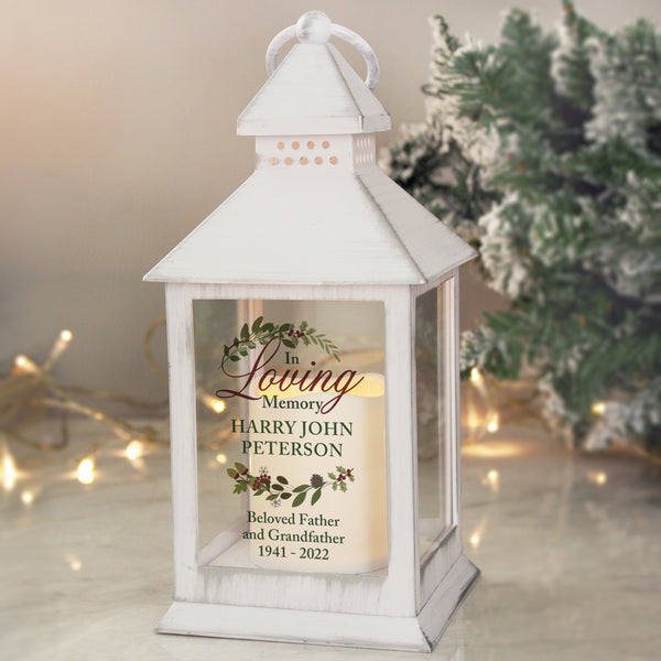 Buy Personalised 'In Loving Memory' White Lantern available now at www.giftsfinder.co.uk