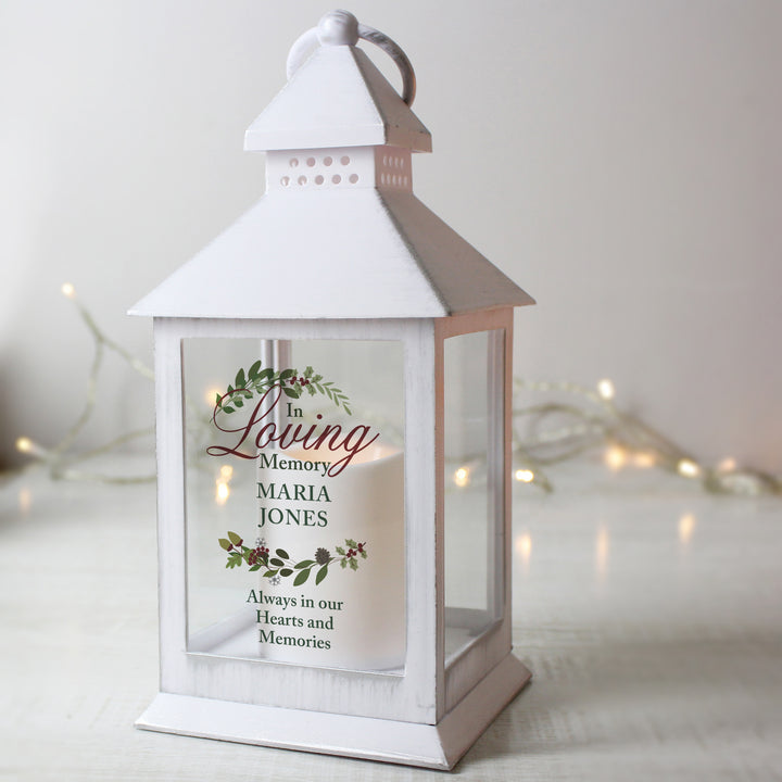 Personalised 'In Loving Memory' White Lantern - part of the Gifts Finder Personalised Lanterns collection