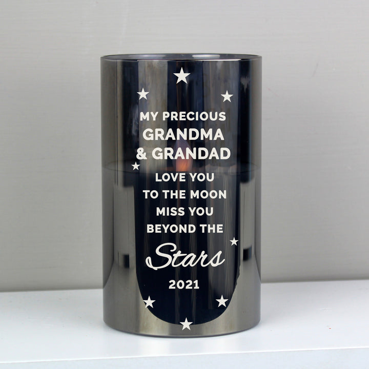 Personalised Miss You Beyond The Stars Smoked Glass LED Candle - part of the Gifts Finder Personalised LED Candles collection