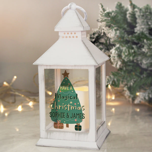 Buy Personalised Have A Magical Christmas White Lantern available now at www.giftsfinder.co.uk