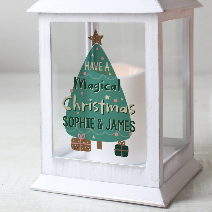 Buy Personalised Have A Magical Christmas White Lantern available now at www.giftsfinder.co.uk