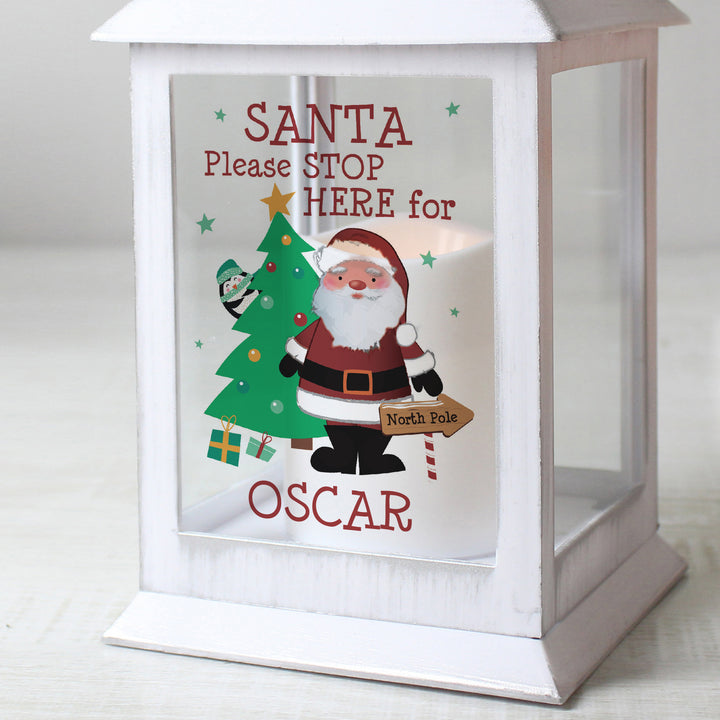 Personalised Santa White Lantern in gift category Personalised Lanterns