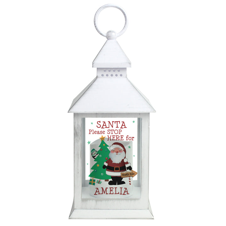 Personalised Santa White Lantern in gift category Personalised Lanterns