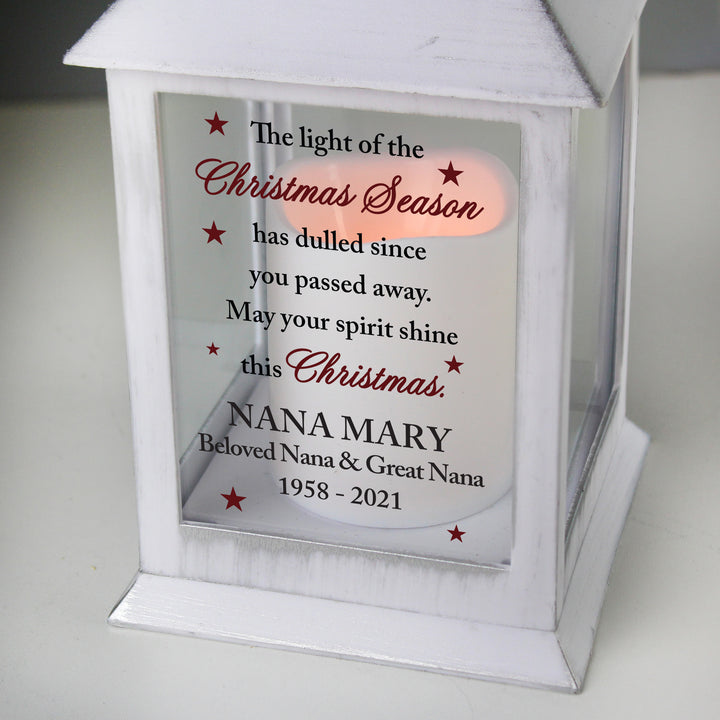 Personalised Christmas Season Memorial White Lantern - part of the Gifts Finder Personalised Memorials collection