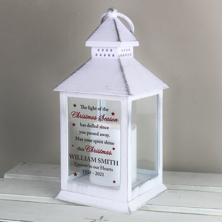 Personalised Christmas Season Memorial White Lantern - part of the Gifts Finder Personalised Memorials collection