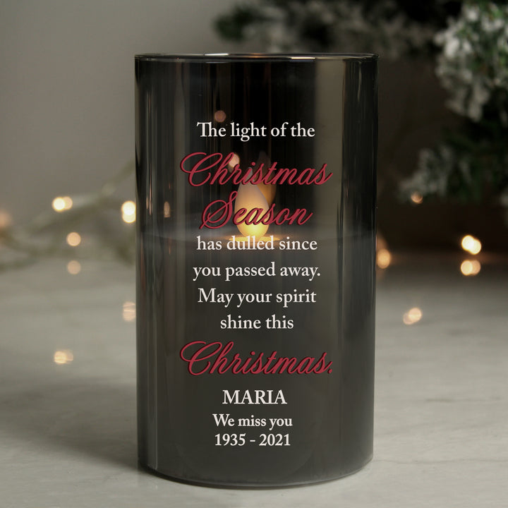 Personalised Christmas Season Memorial Smoked LED Candle - part of the Gifts Finder Personalised Memorials collection