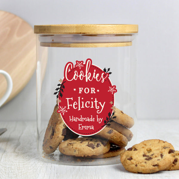 Buy Personalised Christmas Glass Jar with Bamboo Lid available now at www.giftsfinder.co.uk